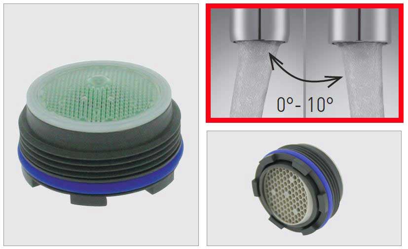 Tilt Adjustable Faucet Aerator: 0 - 10 Degrees